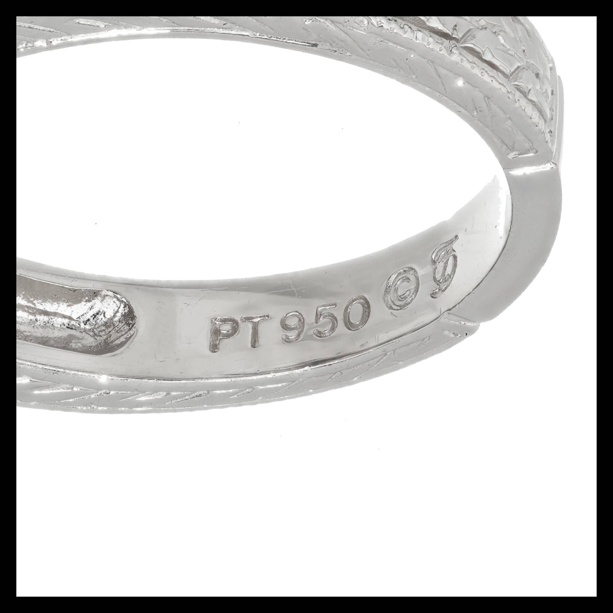EGL Certified 1.27 Carat White Diamond Three-Stone Platinum Ring For Sale 1