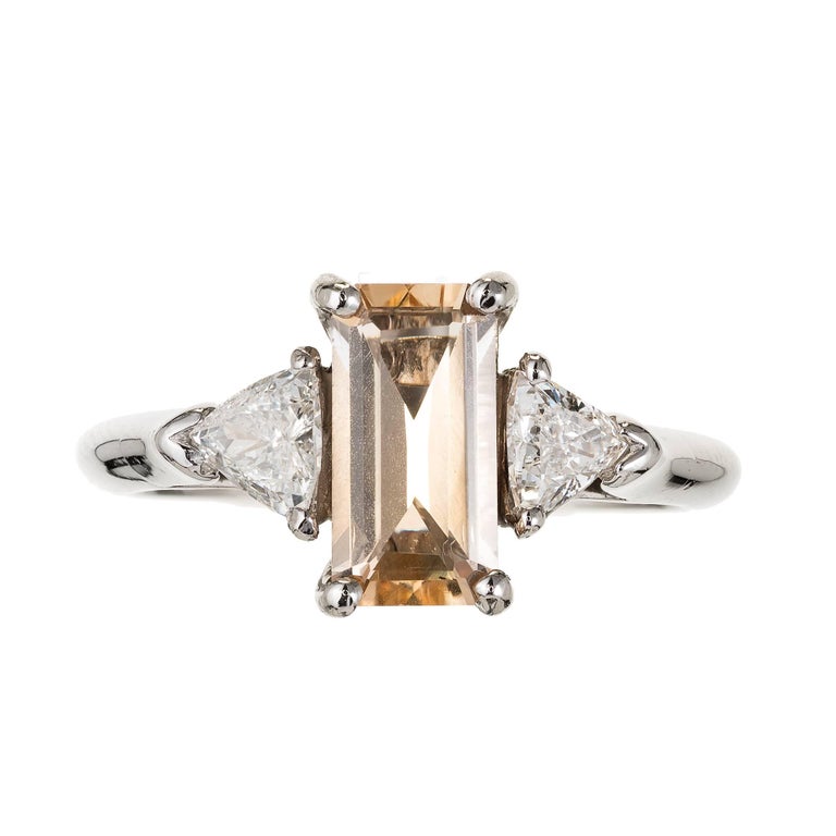 Trillion Cut Peter Suchy 1.44 Carat Natural Sapphire Diamond Three-Stone Platinum Ring For Sale
