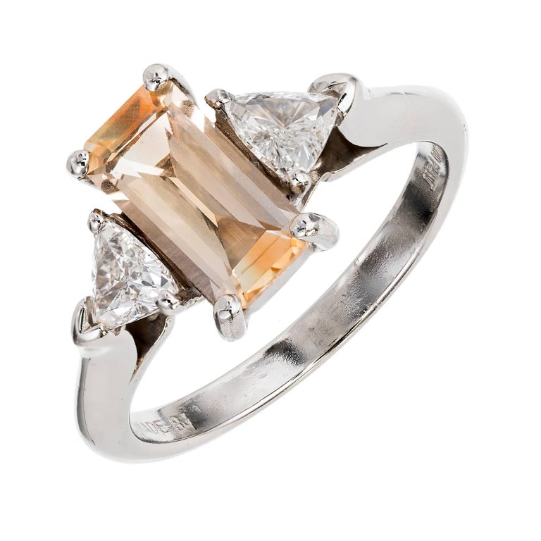 Peter Suchy 1.44 Carat Natural Sapphire Diamond Three-Stone Platinum Ring For Sale