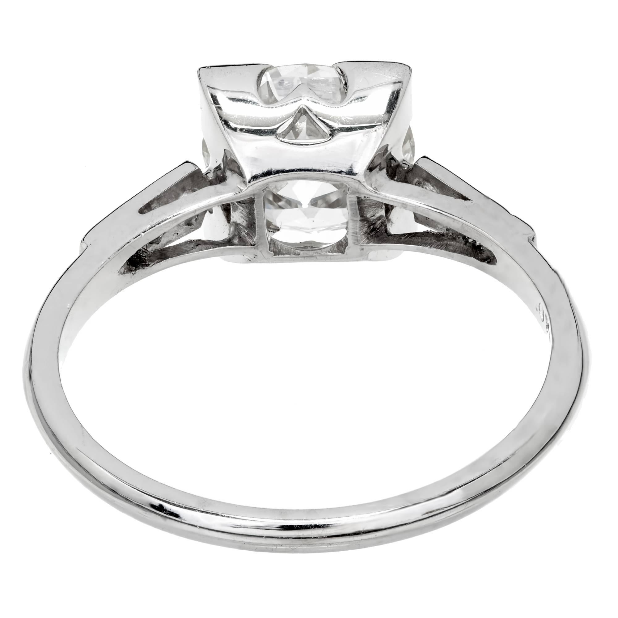 Women's EGL Certified 1.62 Carat Certified Art Deco Diamond Platinum Engagement Ring