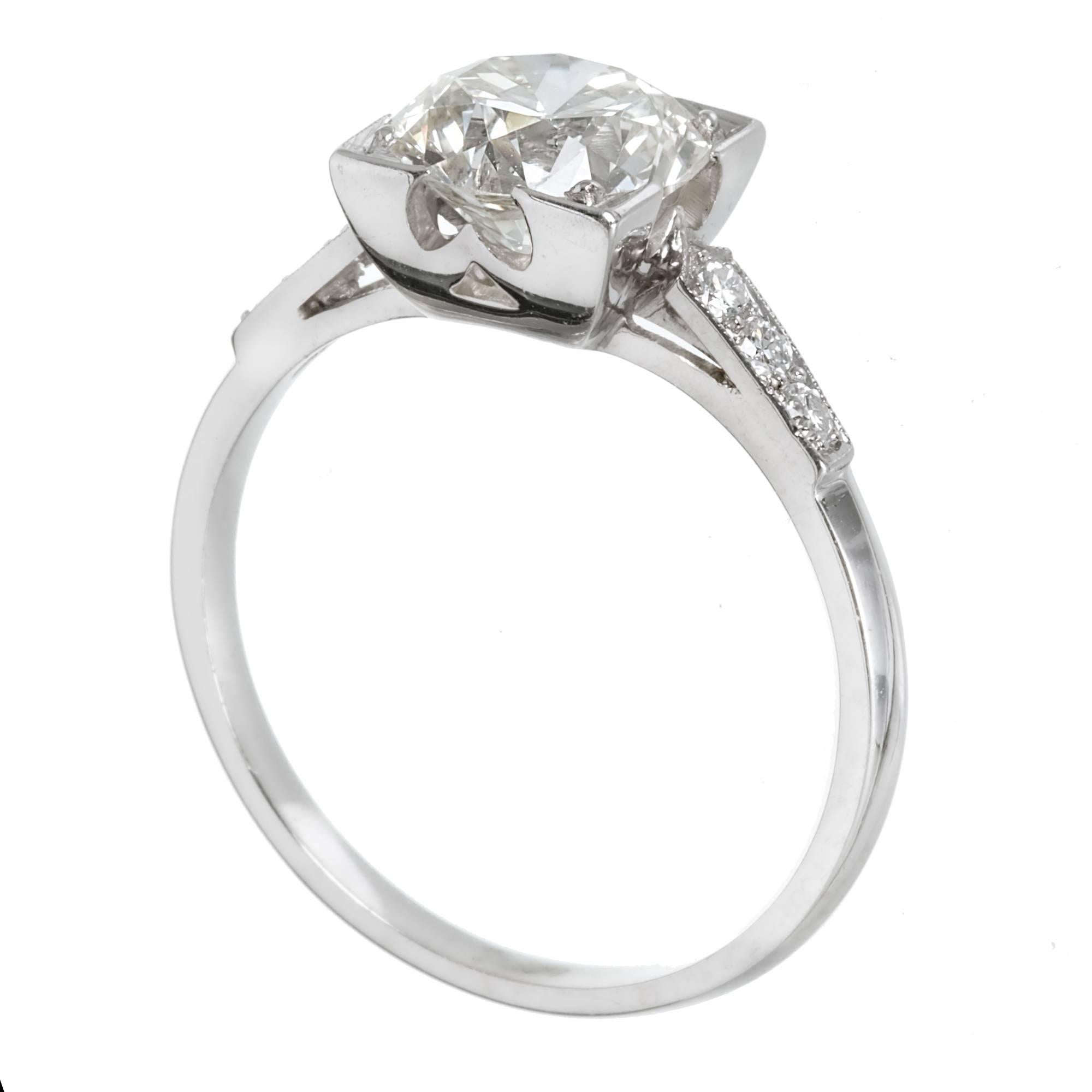 EGL Certified 1.62 Carat Certified Art Deco Diamond Platinum Engagement Ring 4