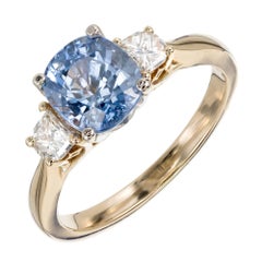 Peter Suchy 2.22 Carat Blue Sapphire Diamond Three-Stone Gold Engagement Ring