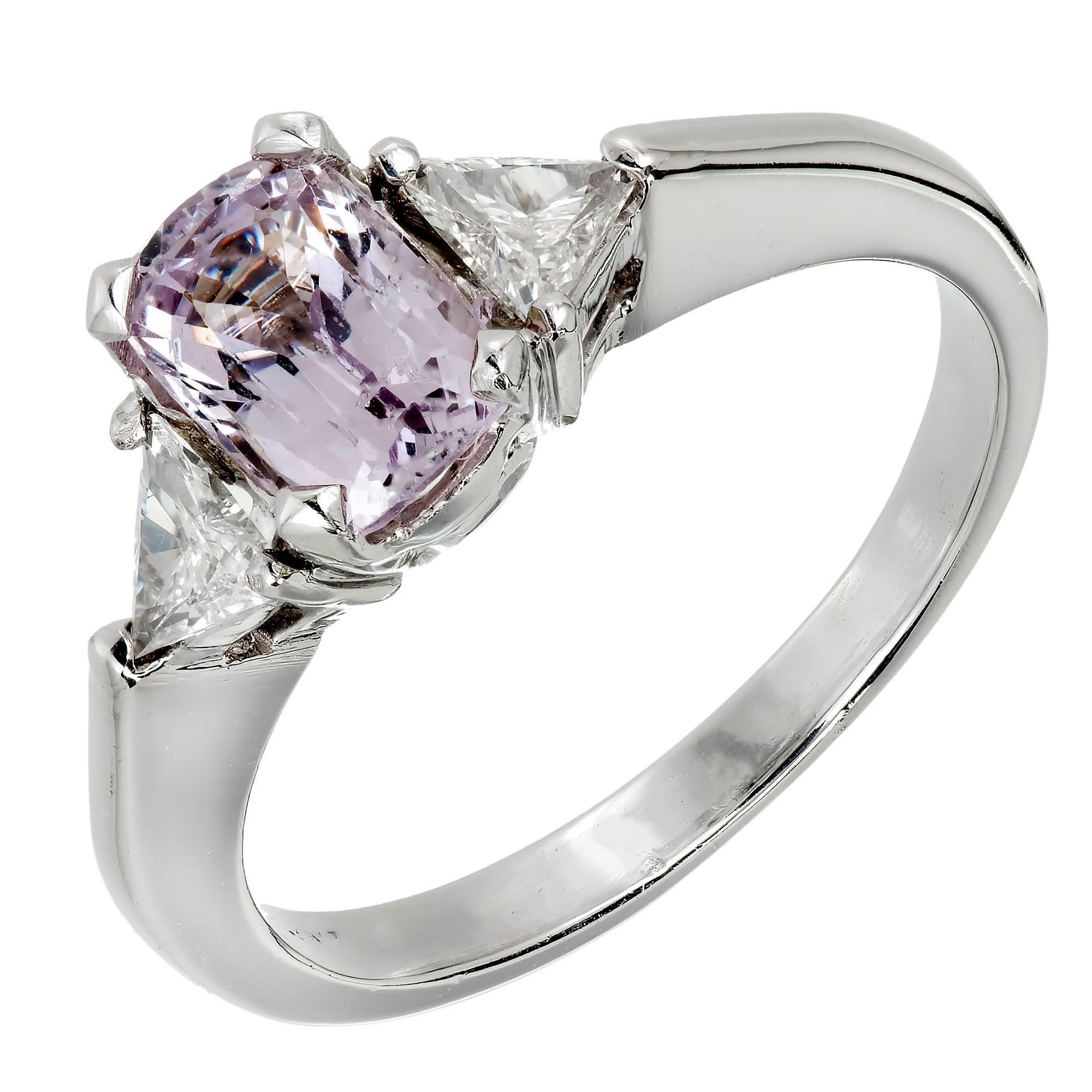 1.20 Carat Natural Light Purple Spinel Diamond Platinum Engagement Ring