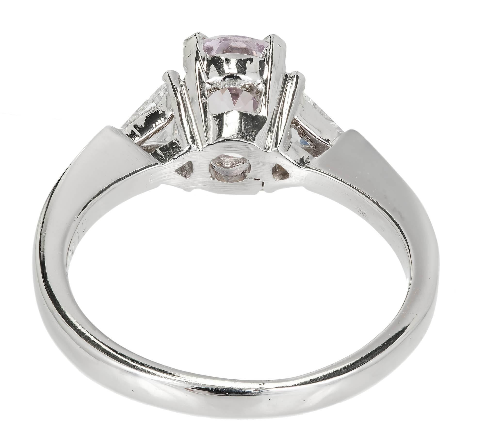 1.20 Carat Natural Light Purple Spinel Diamond Platinum Engagement Ring In Good Condition In Stamford, CT