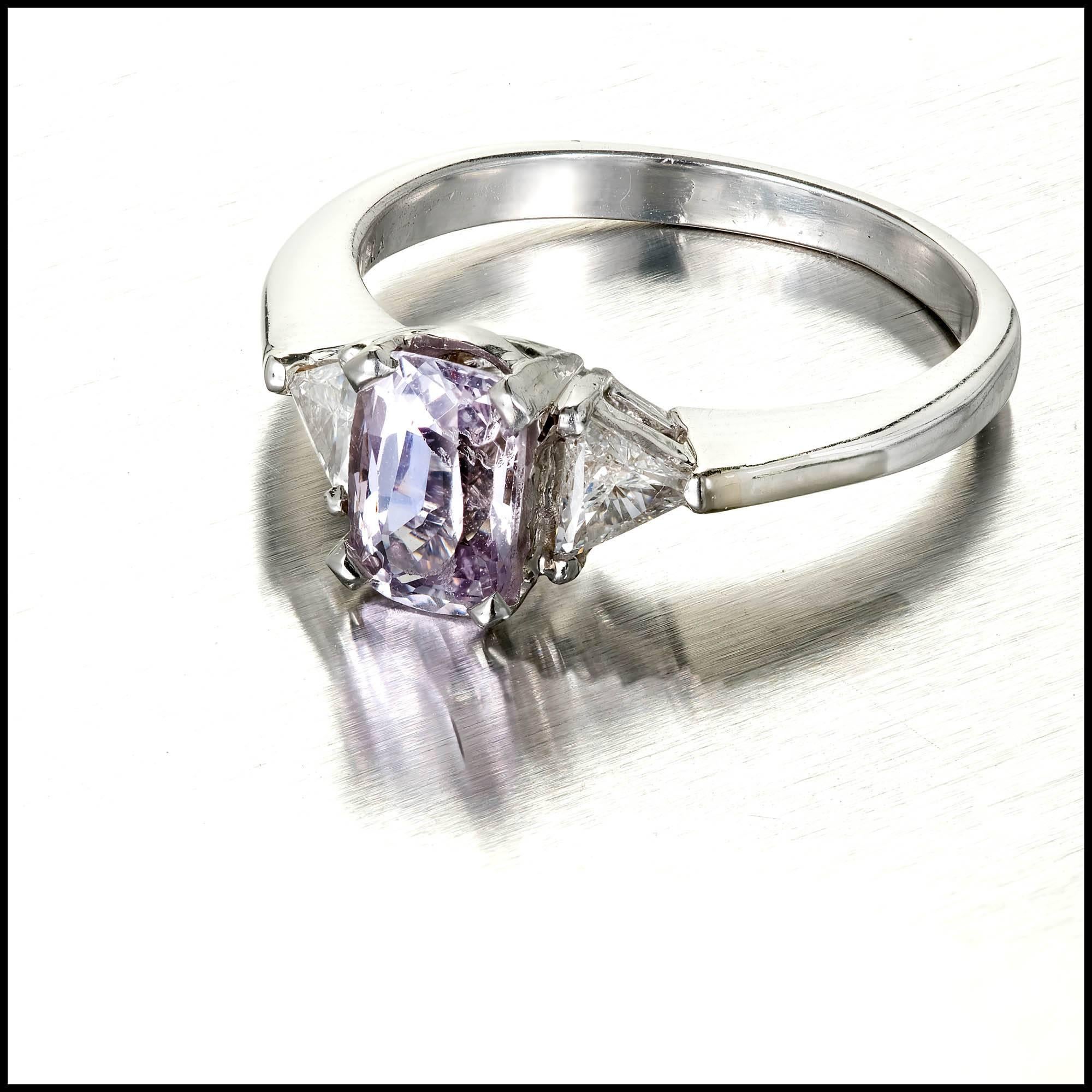 1.20 Carat Natural Light Purple Spinel Diamond Platinum Engagement Ring 2