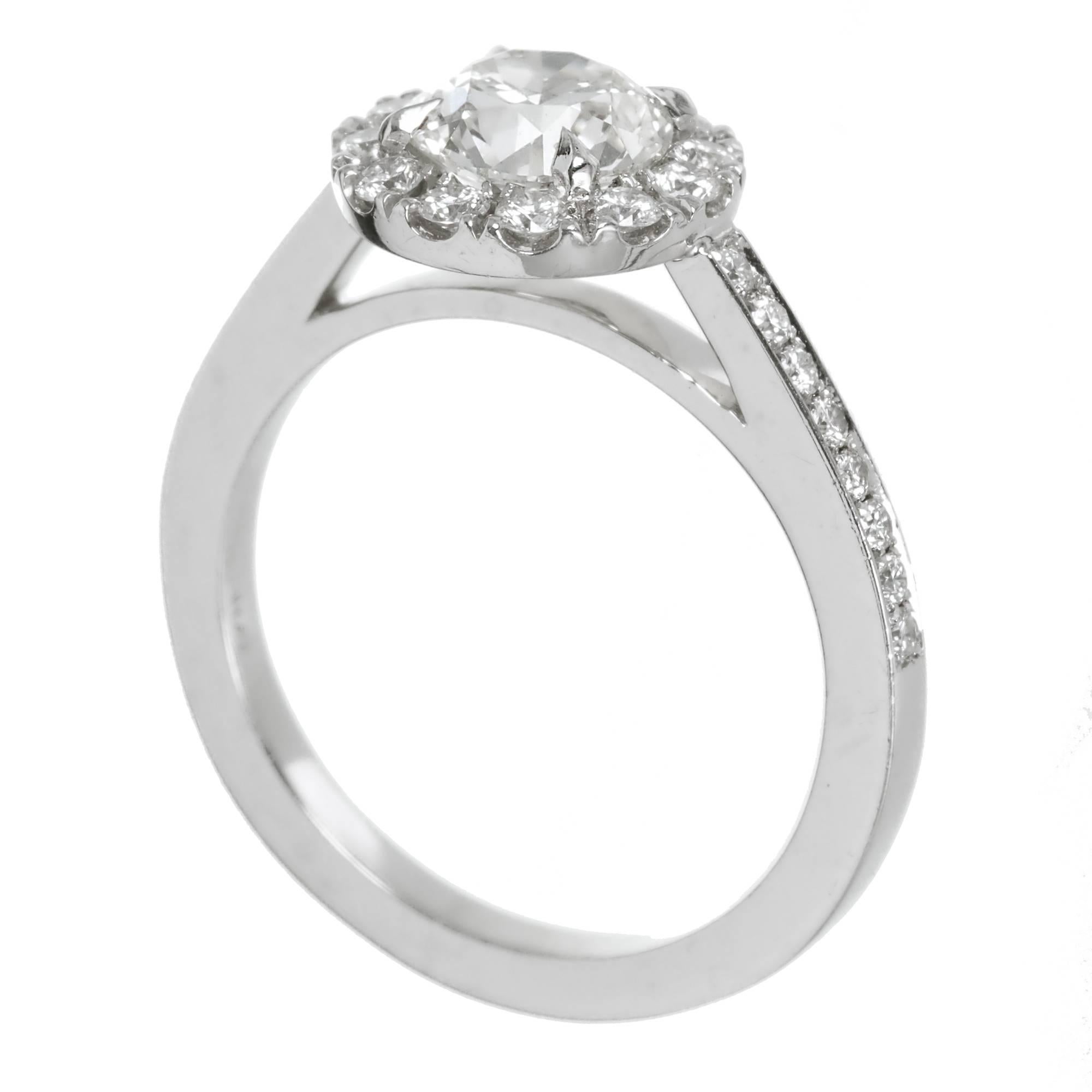 Peter Suchy GIA Certified 1.24 Carat White Diamond Halo Platinum Engagement Ring 3