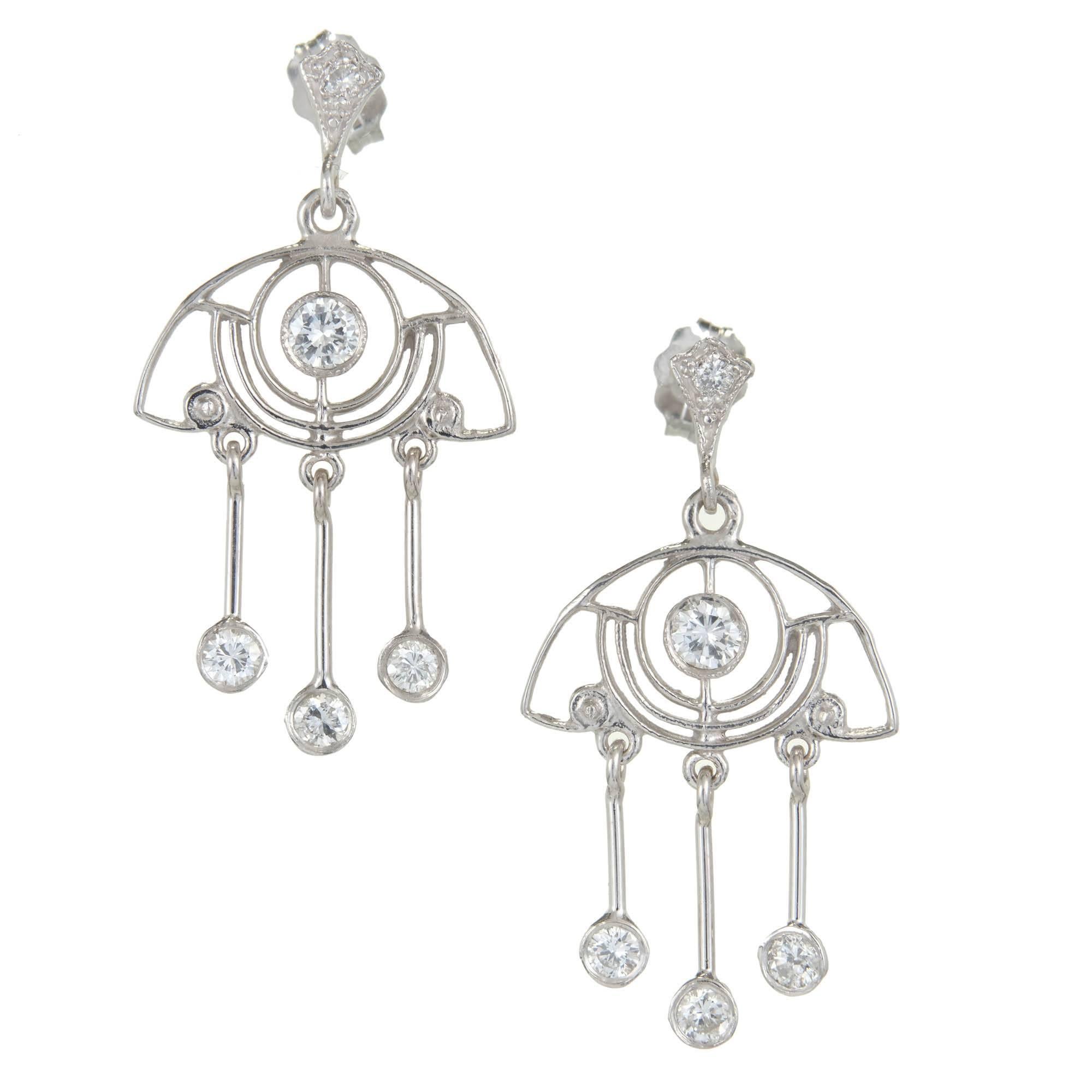 .64 Carat Diamond Platinum Dangle Chandelier Earrings