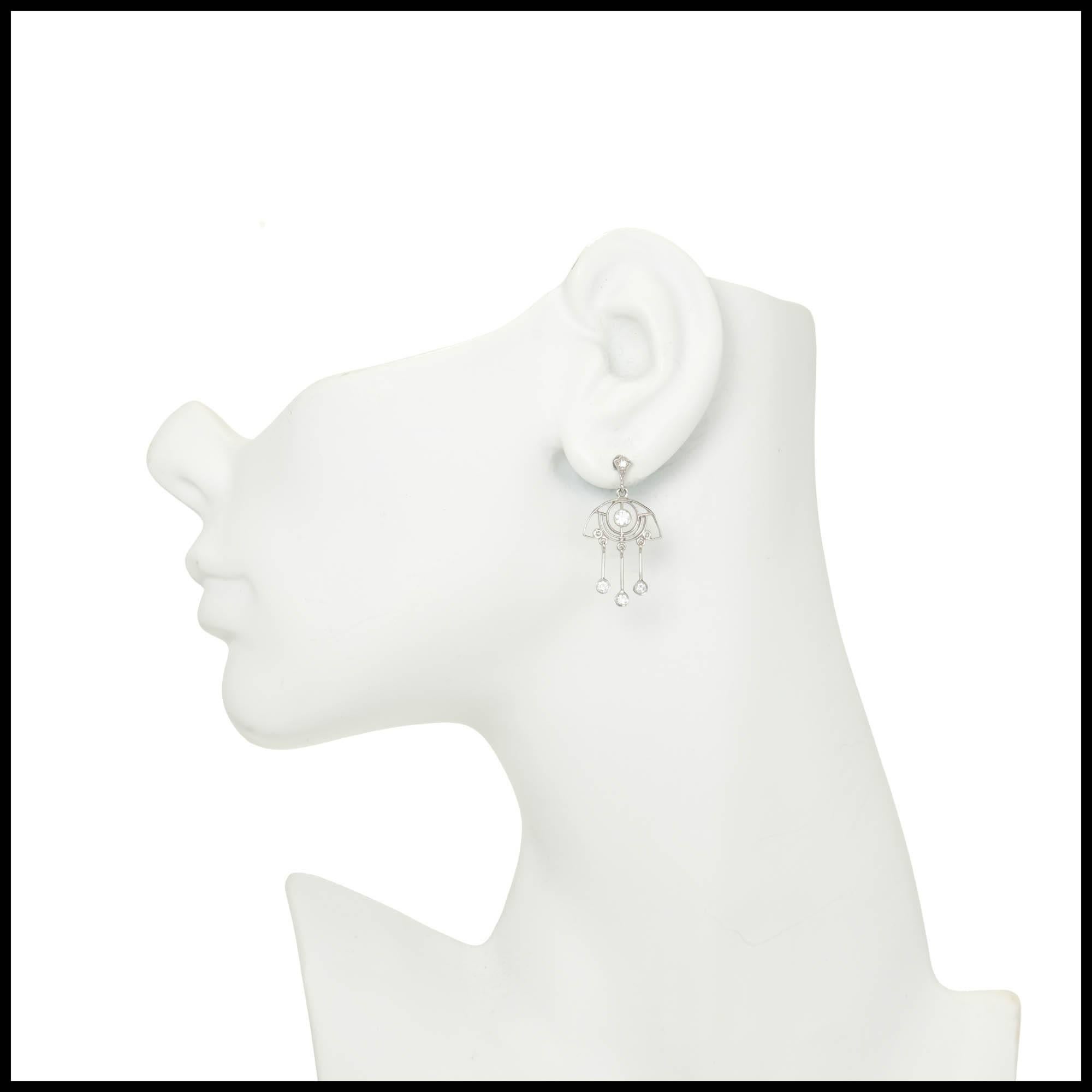 Women's .64 Carat Diamond Platinum Dangle Chandelier Earrings