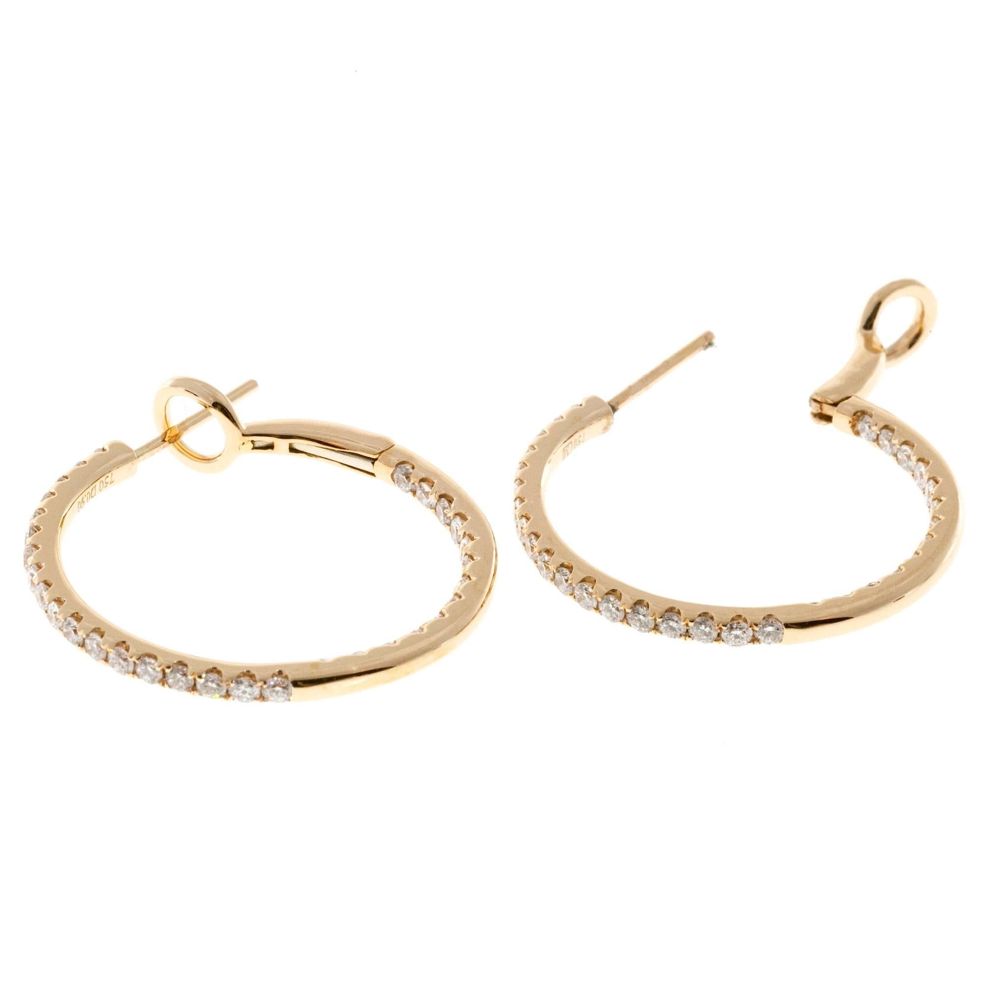 Women's Diamond Gold Hoop Earrings