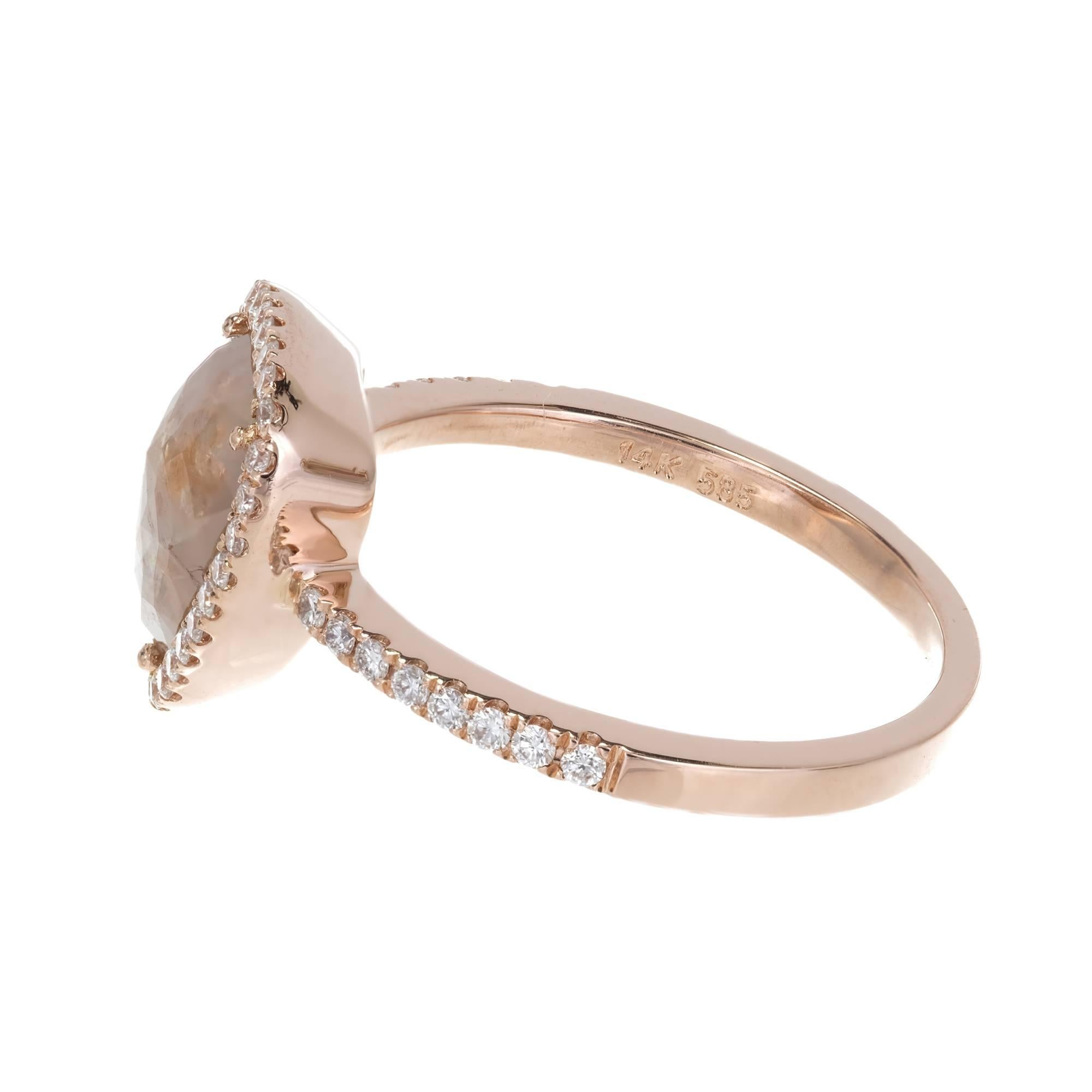 1.34 Carat Pear Diamond Rose Gold Engagement Ring In Good Condition For Sale In Stamford, CT
