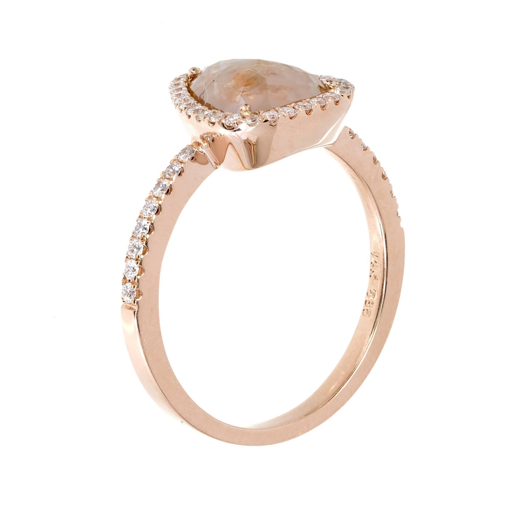 1.34 Carat Pear Diamond Rose Gold Engagement Ring For Sale 1