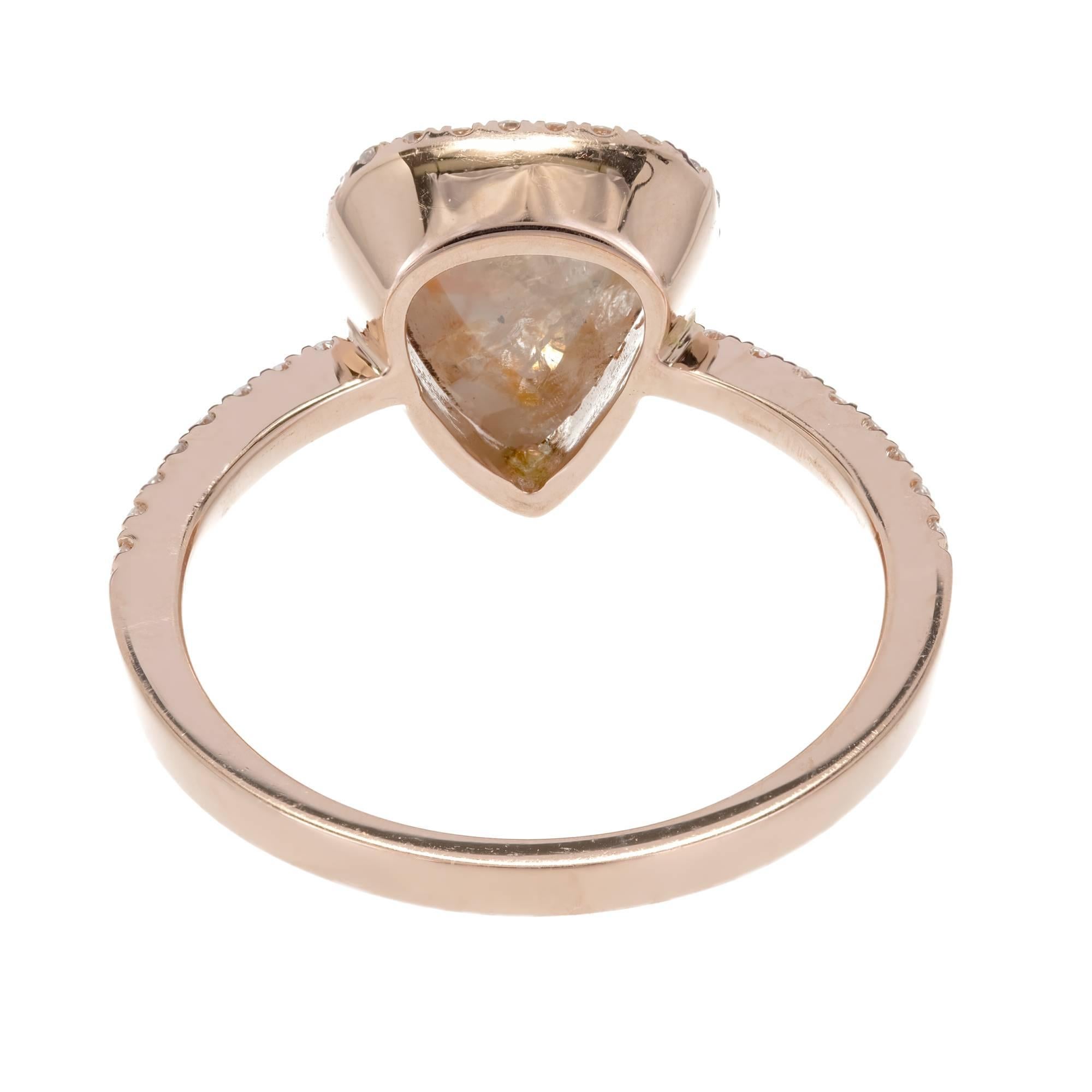 1.34 Carat Pear Diamond Rose Gold Engagement Ring For Sale 2