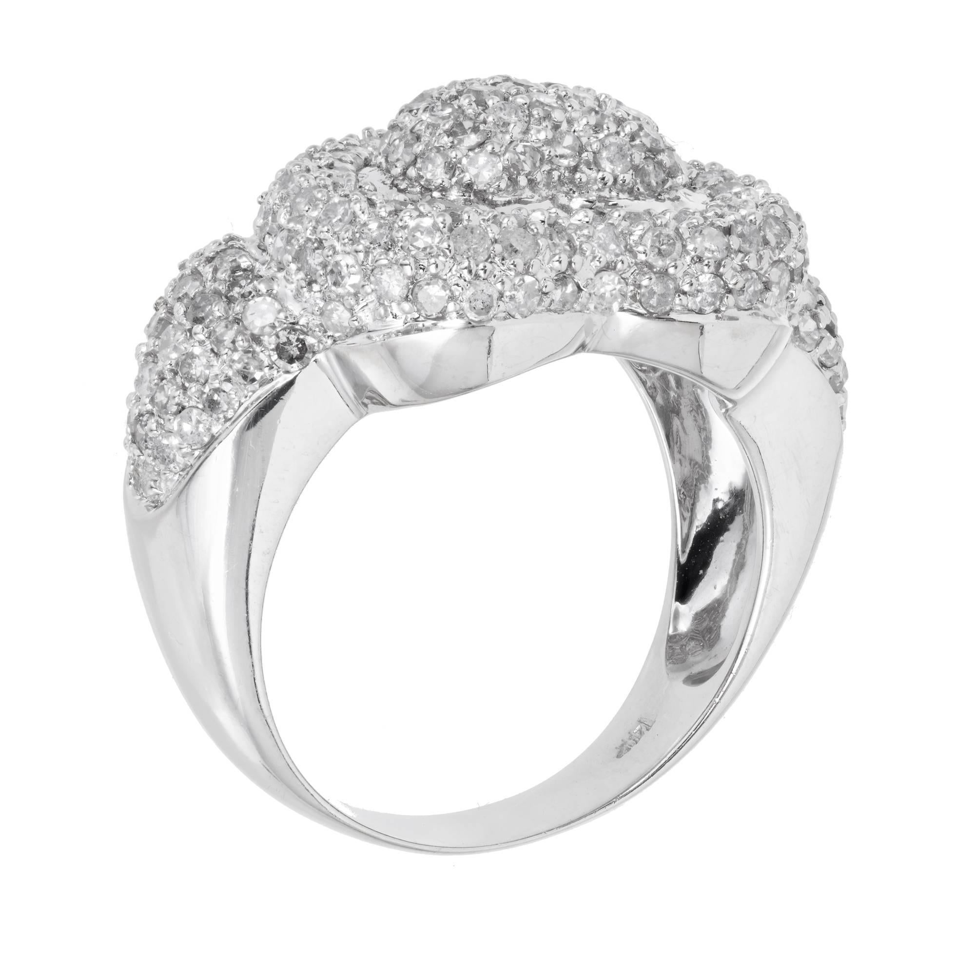 2.75 Carat Domed Diamond White Gold Heart Cocktail Ring 1