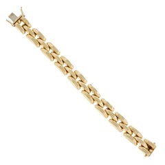 Mid-Century Three-Row Faceted Gold Track Bracelet