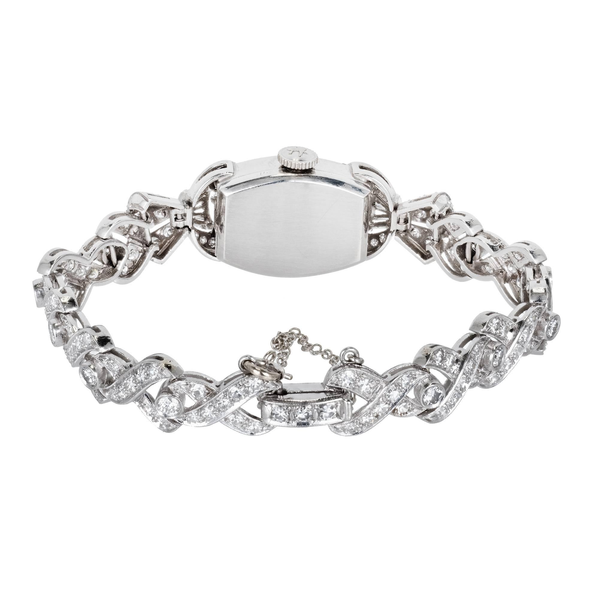 Women's Tiffany & Co. Hamilton Ladies Platinum Diamond Bracelet Wristwatch, circa 1940