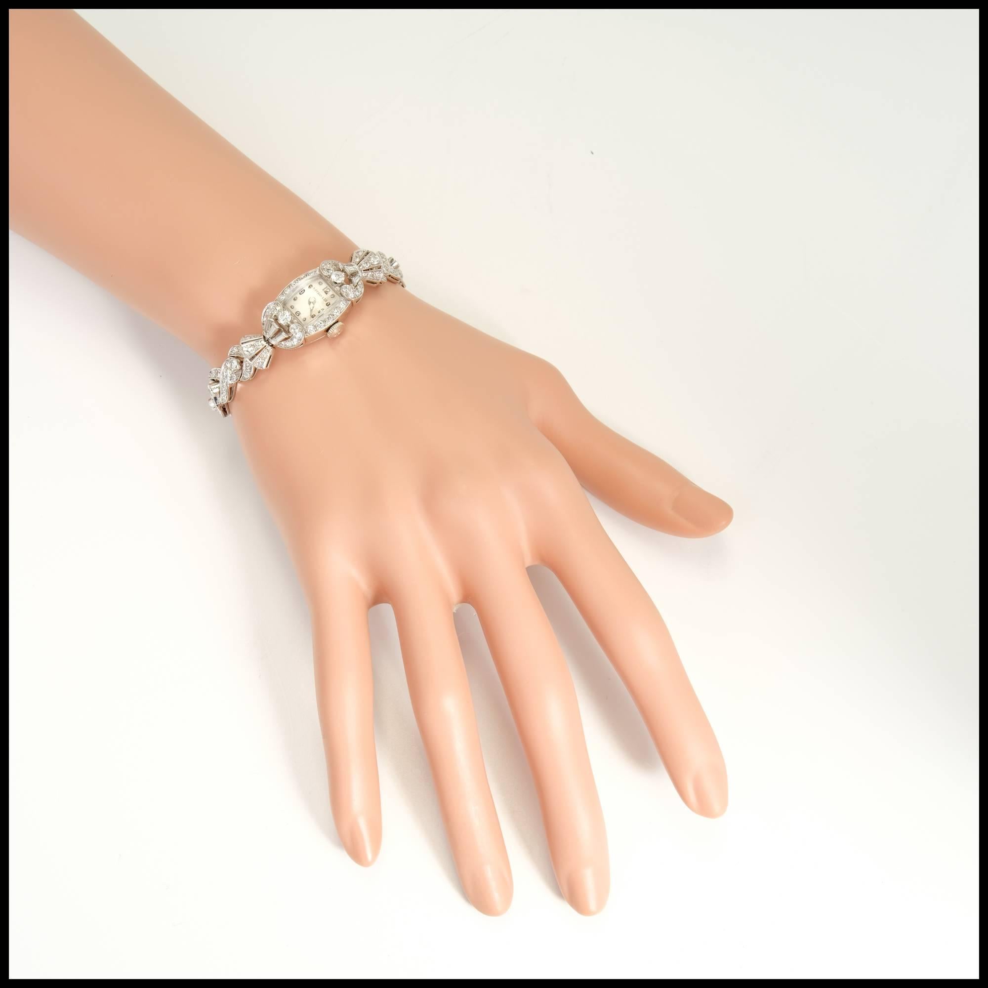 Tiffany & Co. Hamilton Ladies Platinum Diamond Bracelet Wristwatch, circa 1940 1