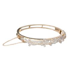 Art Deco Old Mine Cut Diamond Bangle Platinum Gold Bracelet