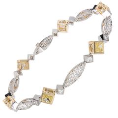 Michael Beaudry Natural Fancy Yellow Diamond Platinum Gold Bracelet 6