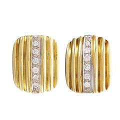 Diamond Gold Button Style Clip Post Earrings