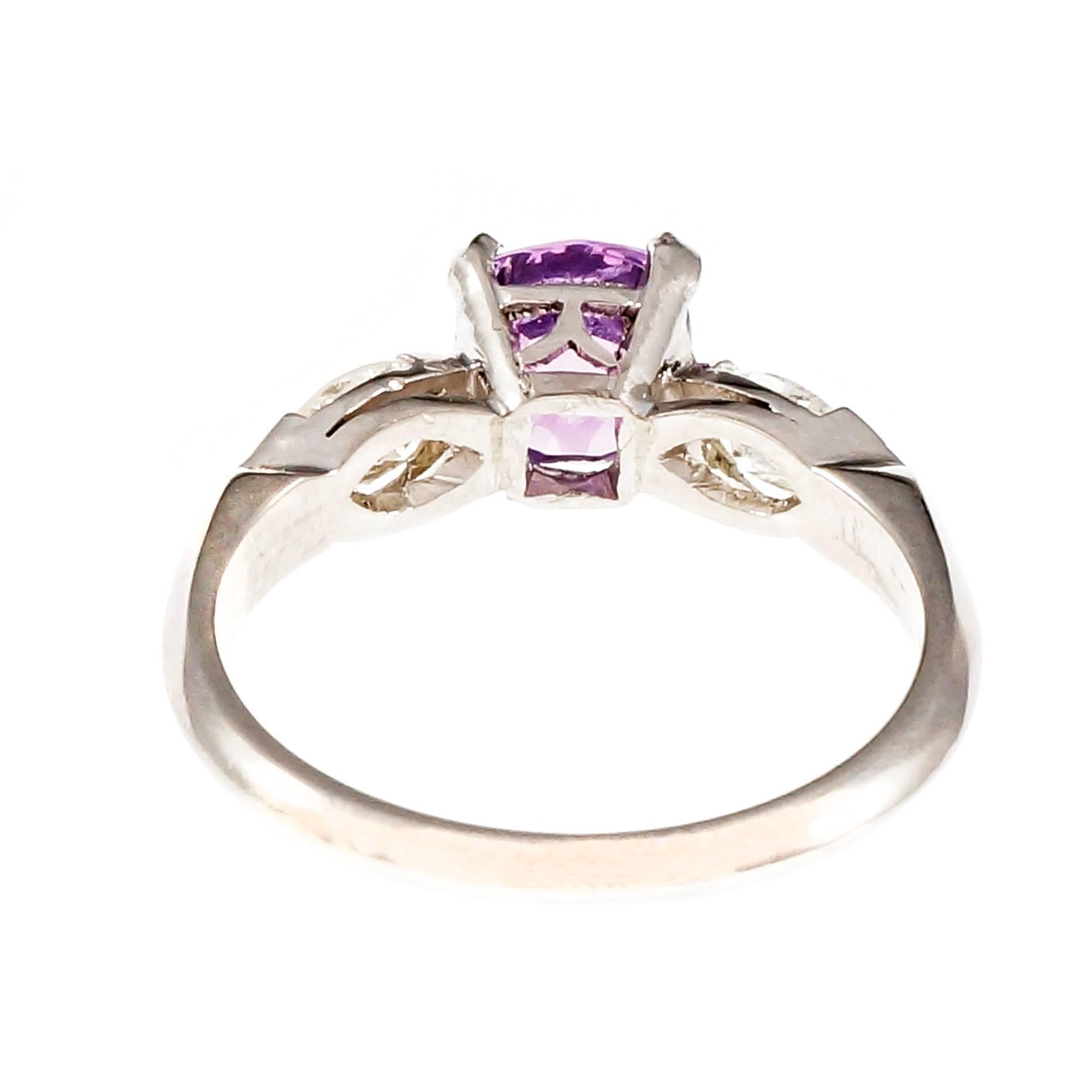 Women's GIA Certified 1.89 Carat Purple Sapphire Diamond Platinum Engagement Ring