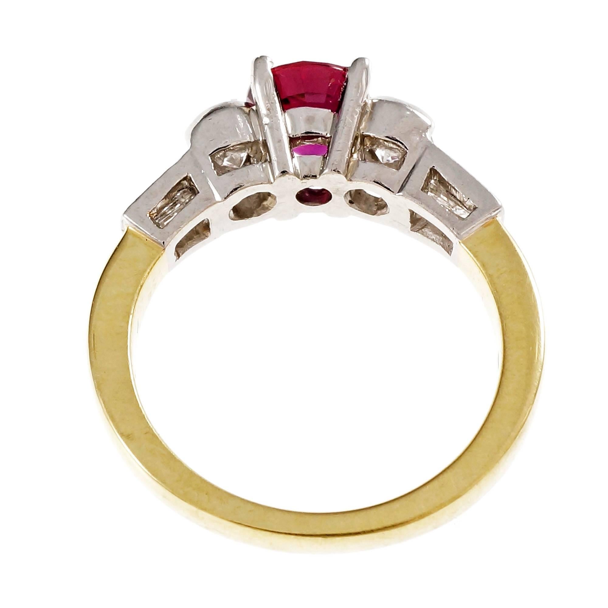 GIA Certified 1.59 Carat Red Ruby Diamond Gold Platinum Engagement Ring 4