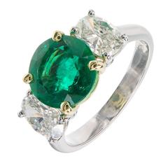 Peter Suchy 3.07 Carat Emerald Diamond Platinum Gold Engagement Ring 10