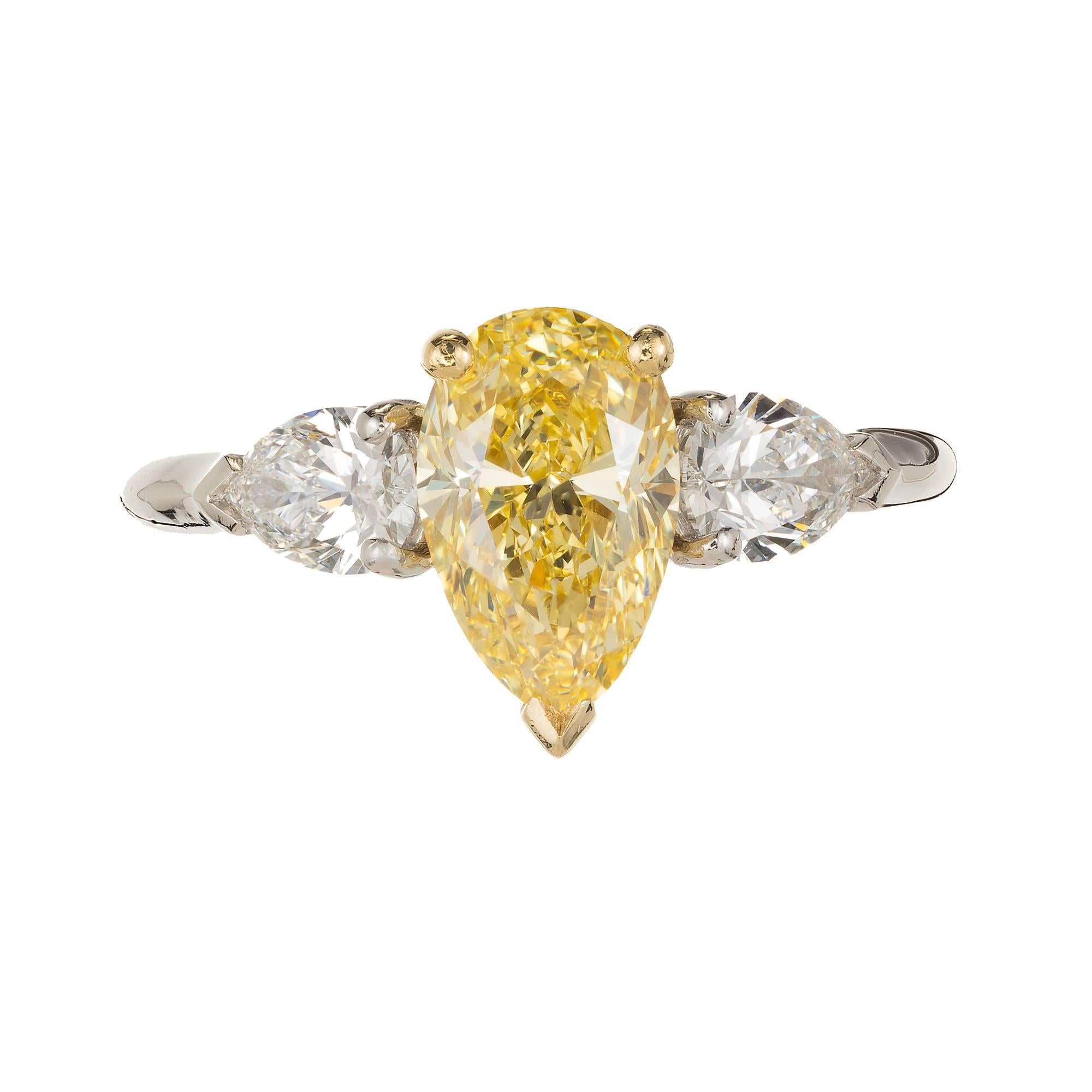 yellow diamond teardrop engagement ring