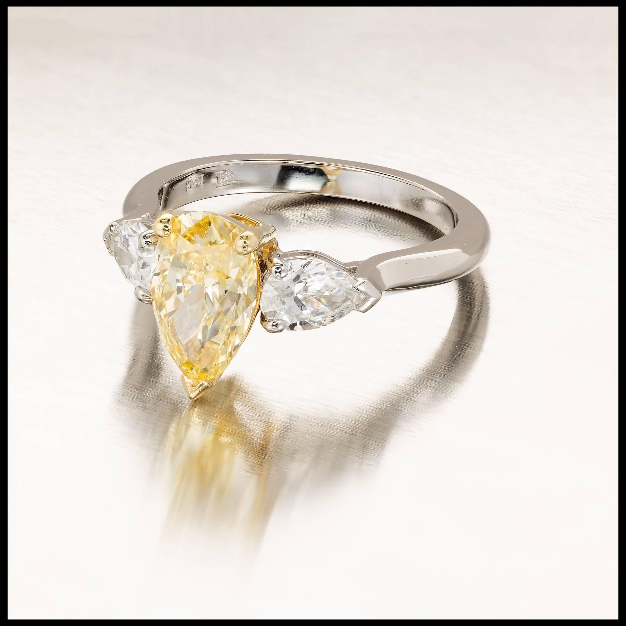 yellow pear cut diamond ring