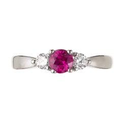 Peter Suchy .56 Carat Pink Sapphire Diamond Gold Three-Stone Engagement Ring