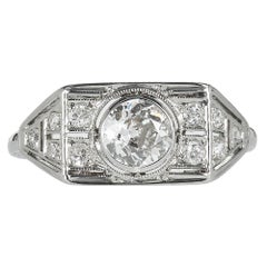 Antique EGL Certified .53 Carat Art Deco Diamond White Gold Engagement Ring