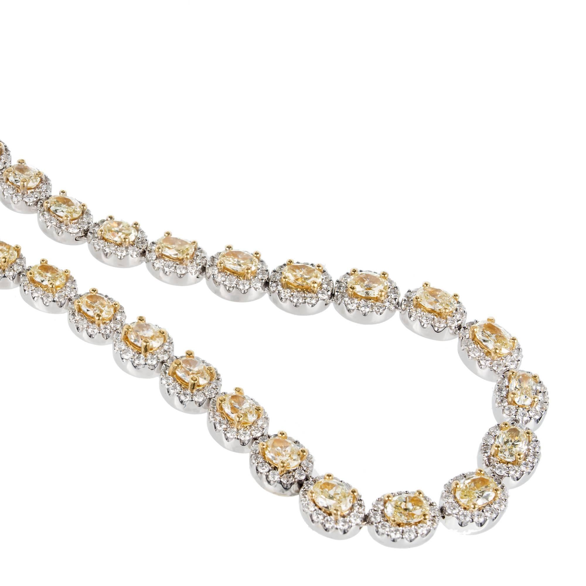 Women's 8.00 Carat Fancy Yellow Oval Diamond Gold Necklace