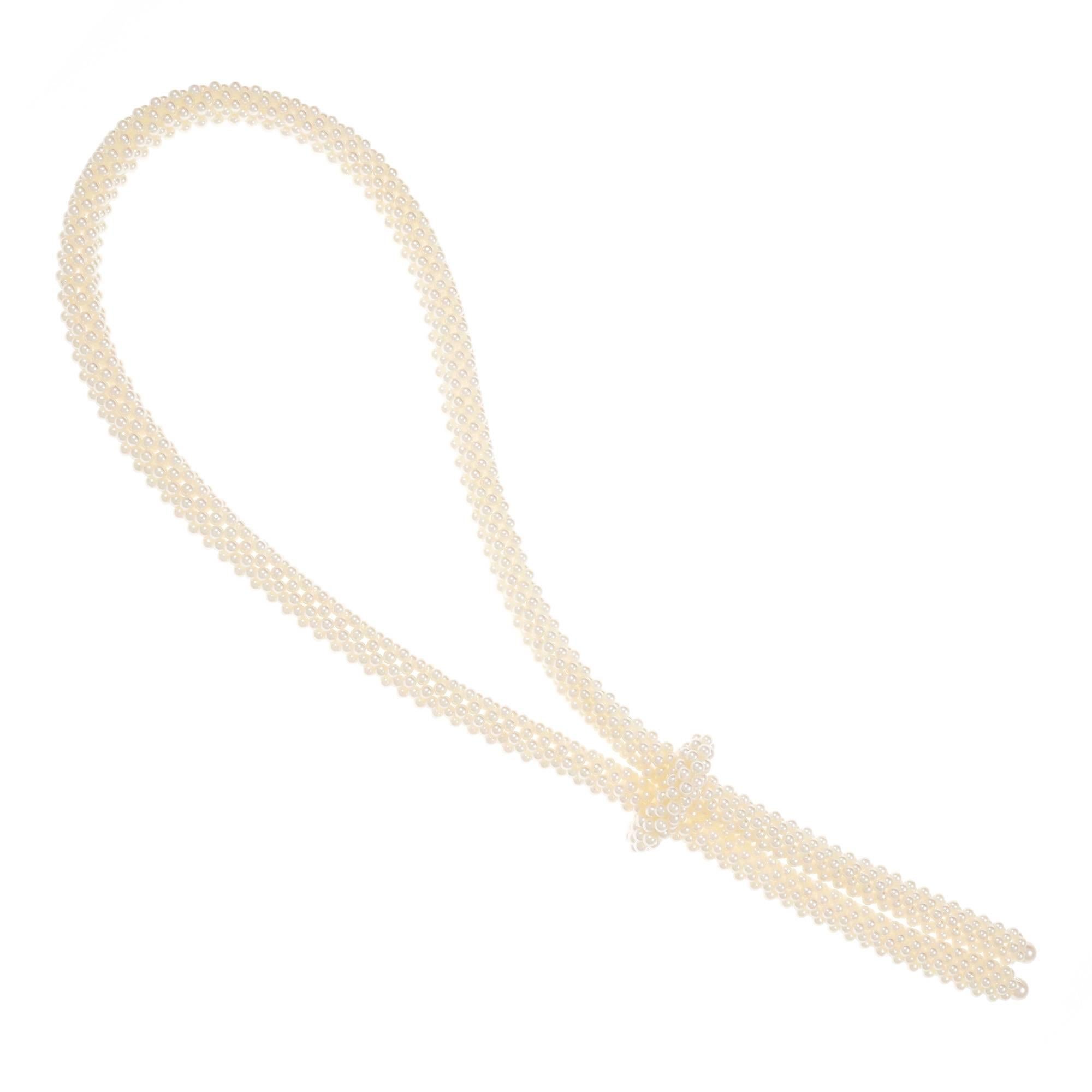 Mikimoto Japanese Akoya Cultured Pearl Y Style Necklace For Sale