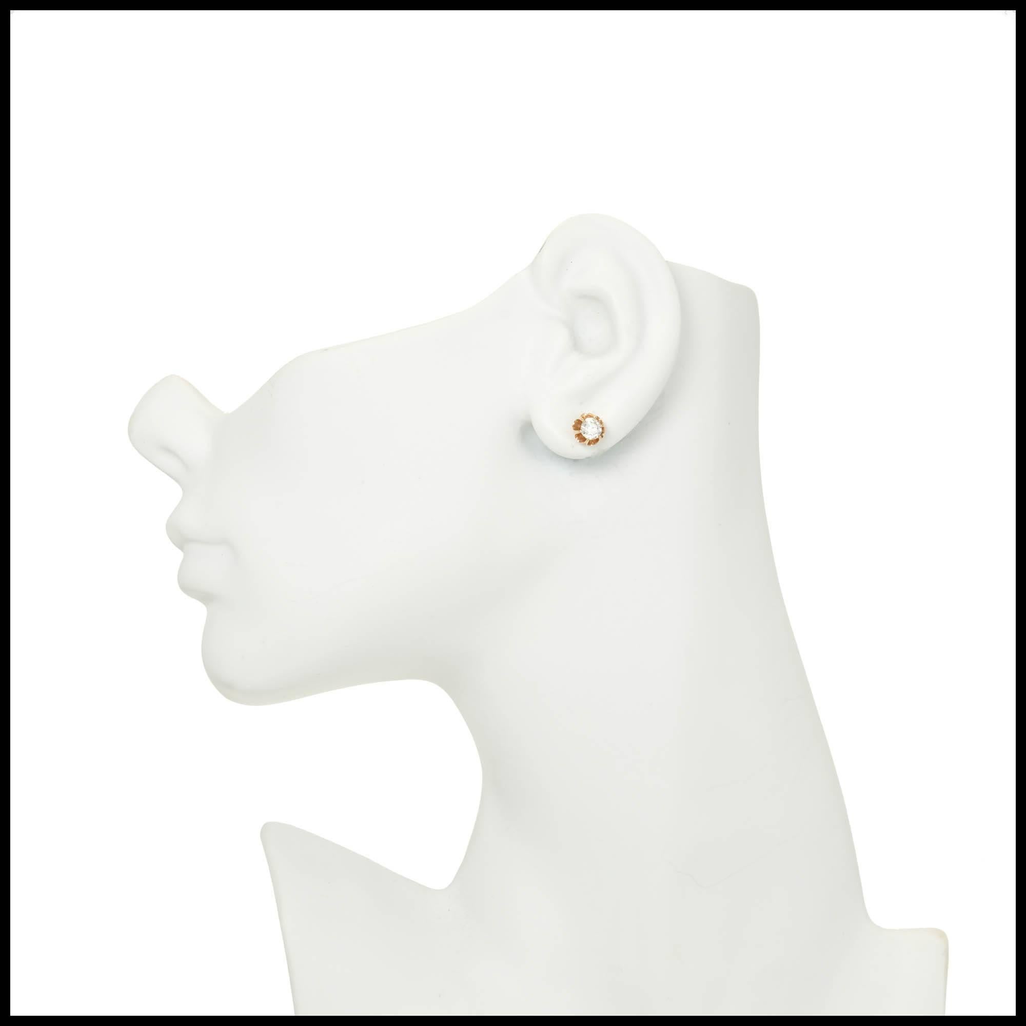 Women's EGL Certified .75 Carat Art Deco Diamond Rose Gold Platinum Stud Earrings