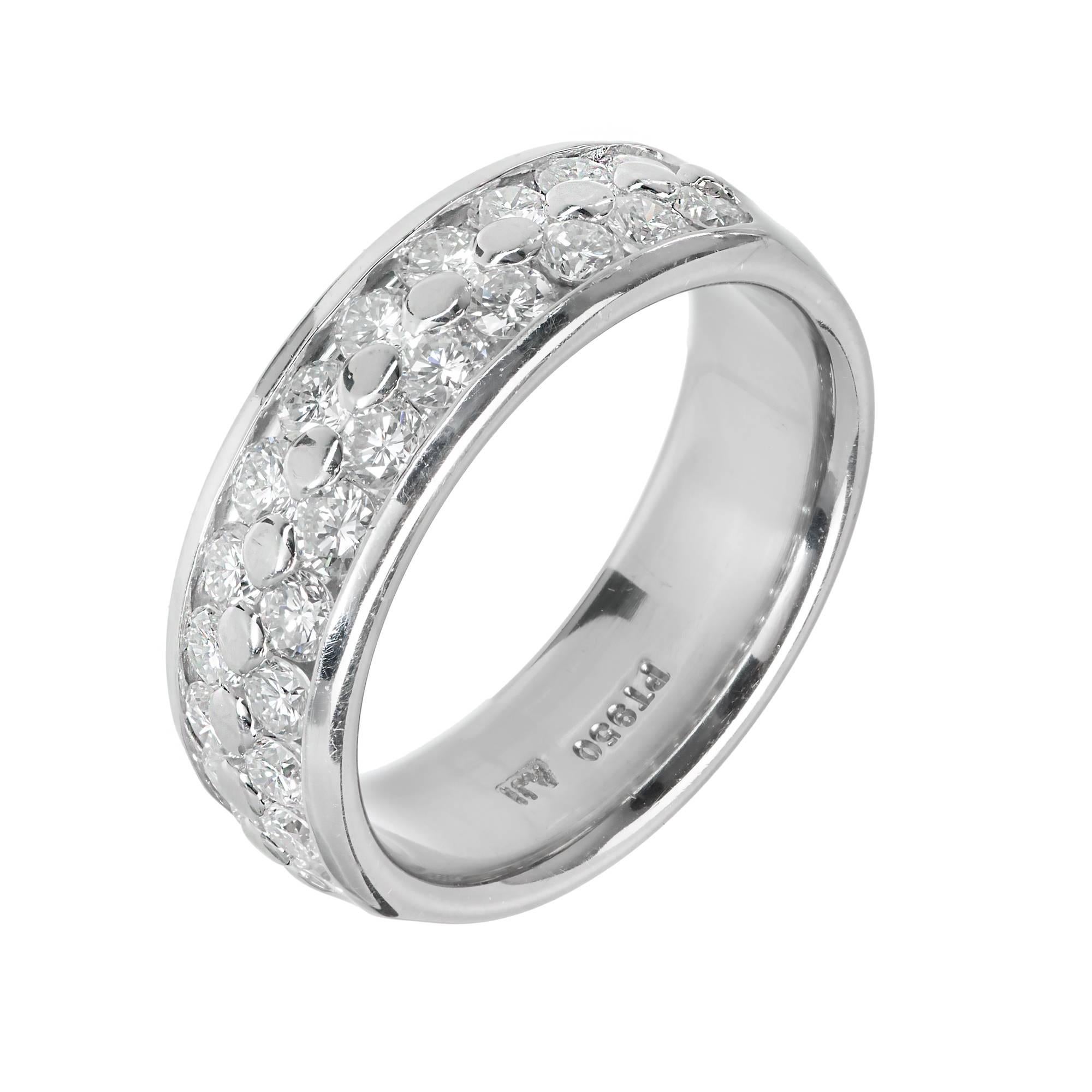 two row diamond wedding band