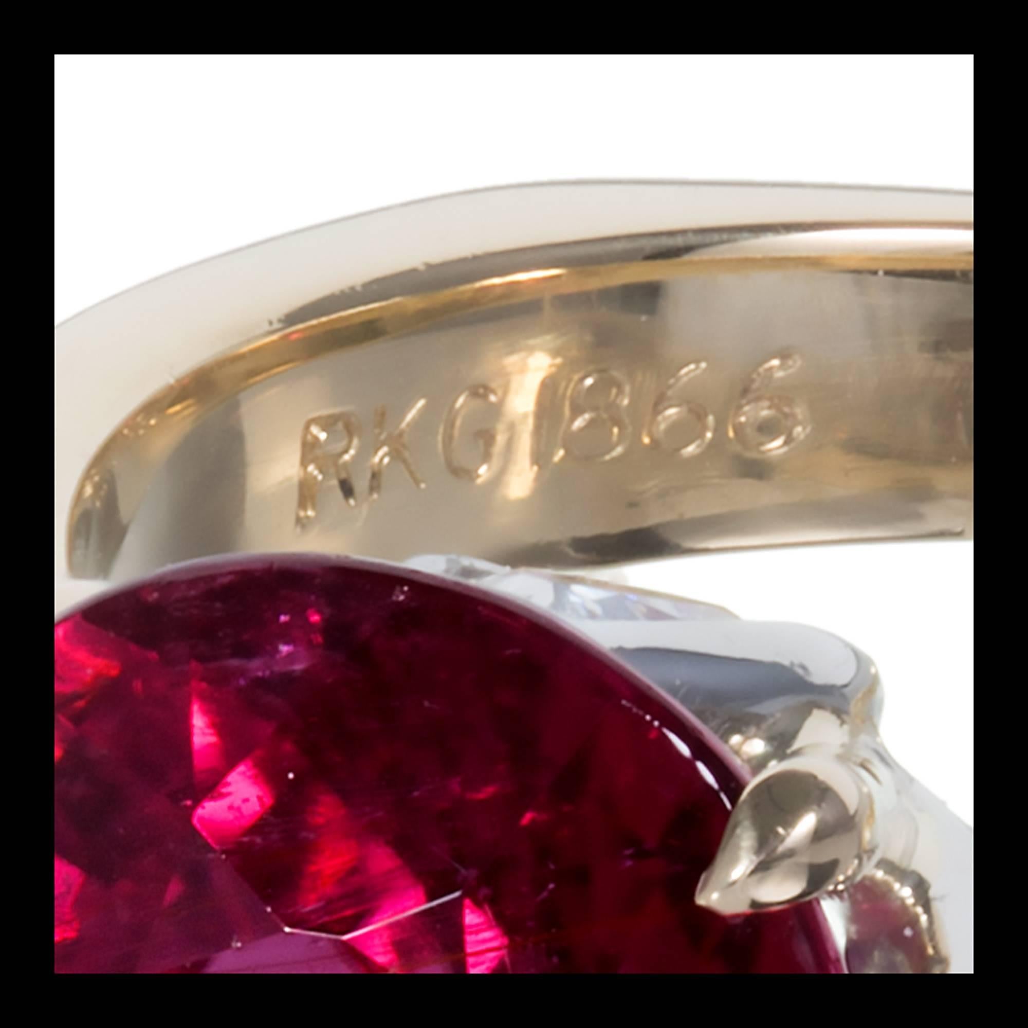 Richard Krementz Rubelite Pink Tourmaline Diamond Platinum Gold Engagement Ring 1
