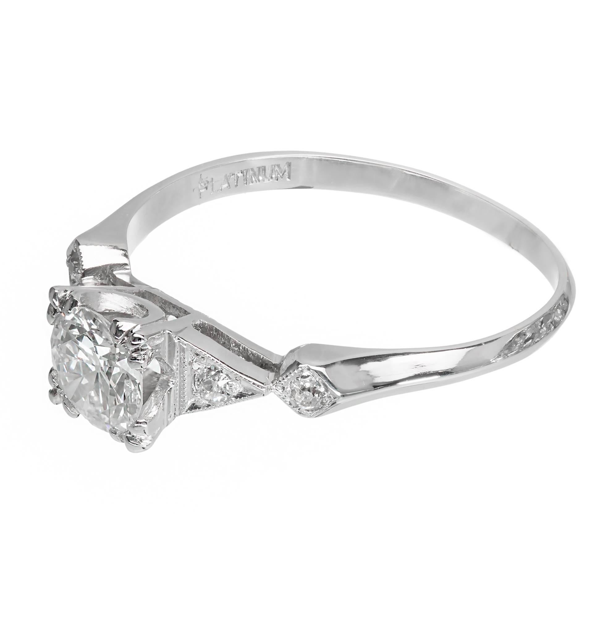  .75 Carat EGL Certified Traditional Cut Diamond Platinum Engagement Ring 2