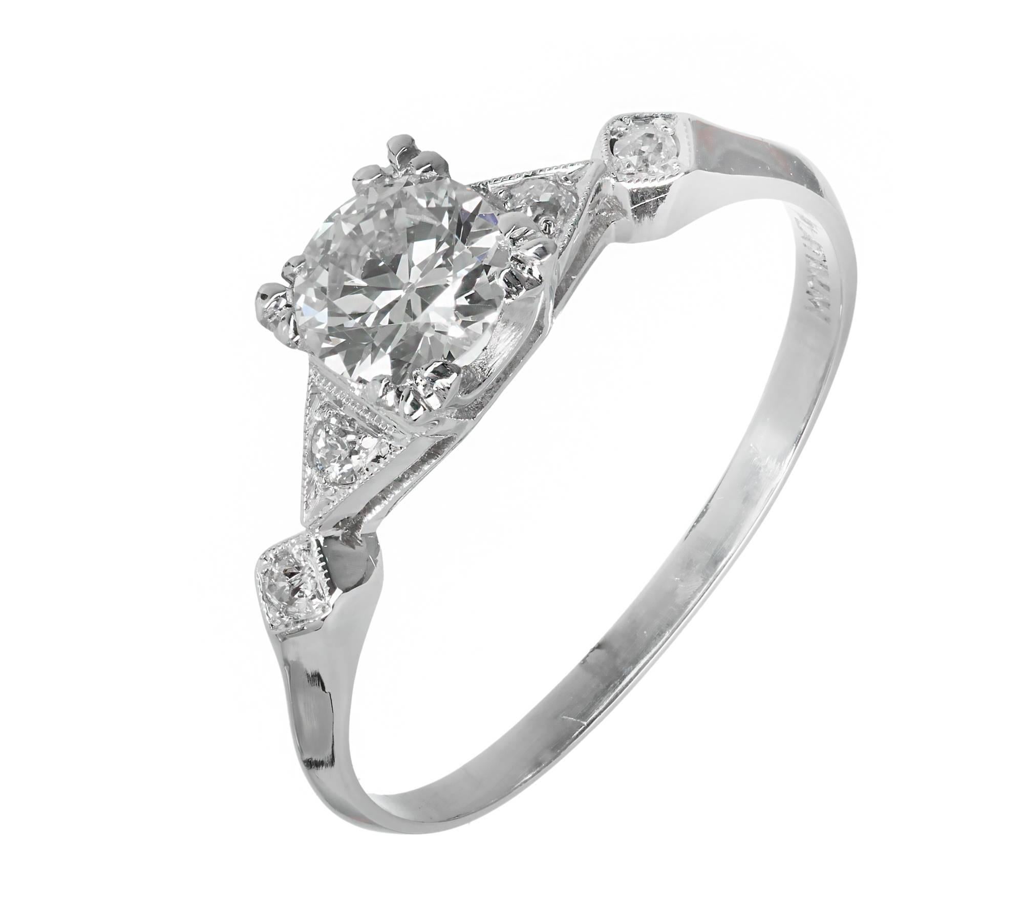  .75 Carat EGL Certified Traditional Cut Diamond Platinum Engagement Ring 3
