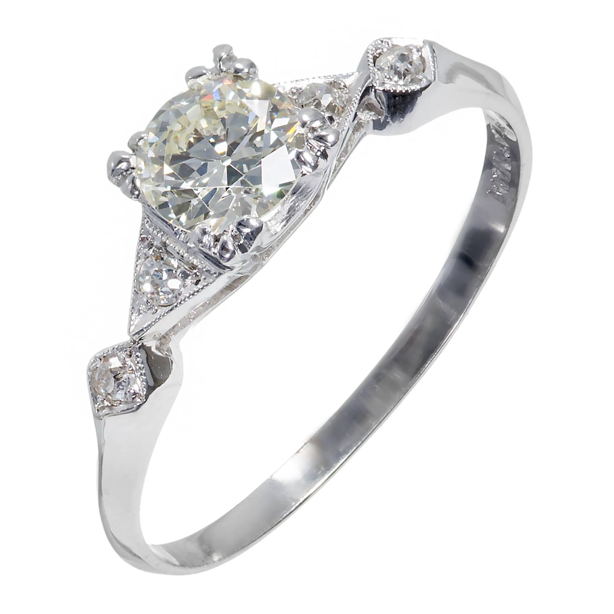  .75 Carat EGL Certified Traditional Cut Diamond Platinum Engagement Ring