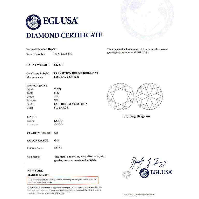 EGL Certified .42 Carat Three Stone Diamond Halo Gold Engagement Ring ...