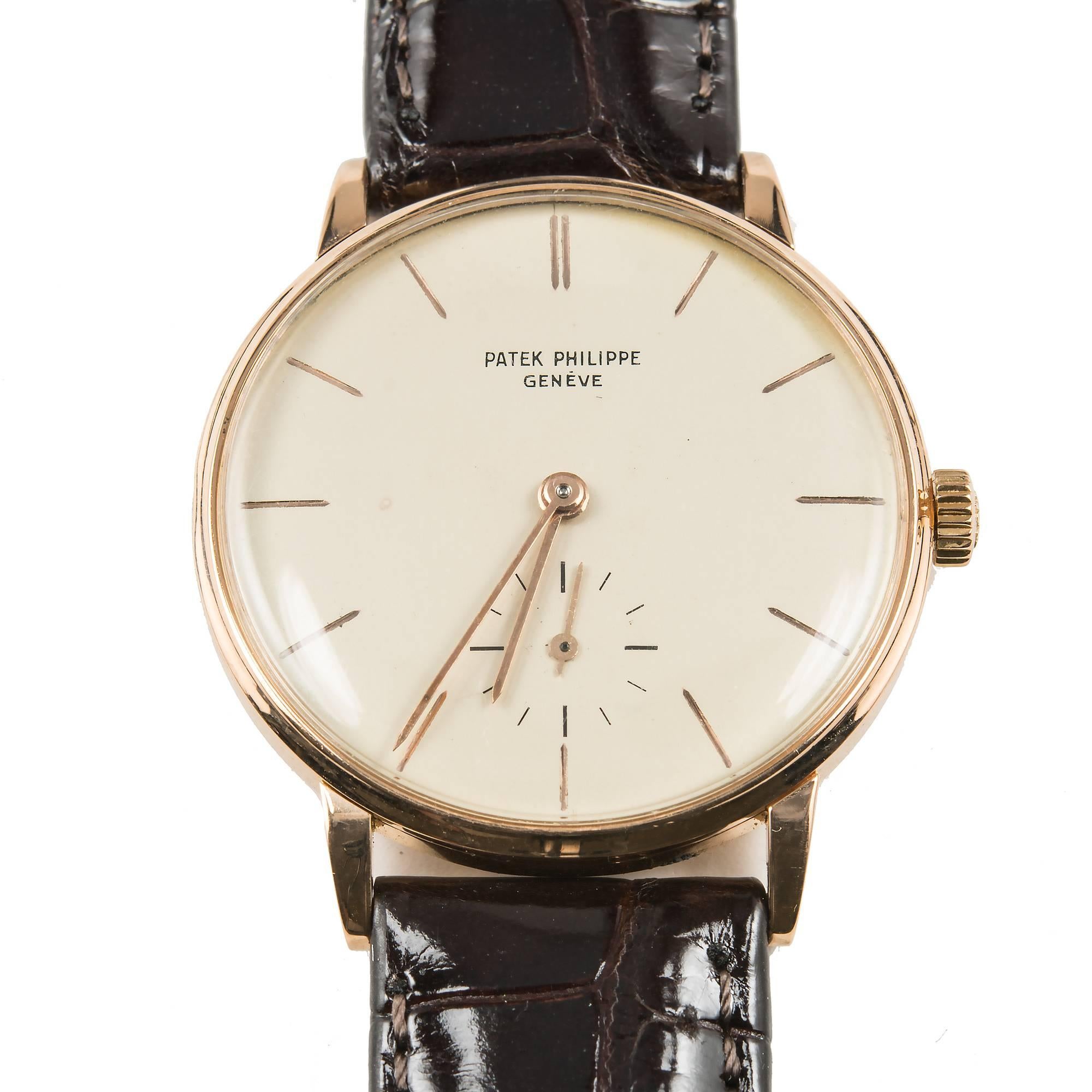 Patek Philippe Rose Gold Calatrava Manual Wind Wristwatch Ref 3410