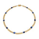 Oval Cabochon Sapphire Solid Gold Link Necklace