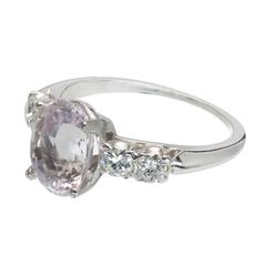 3.39 Carat GIA Certified Pink Oval Sapphire Diamond Platinum Engagement Ring