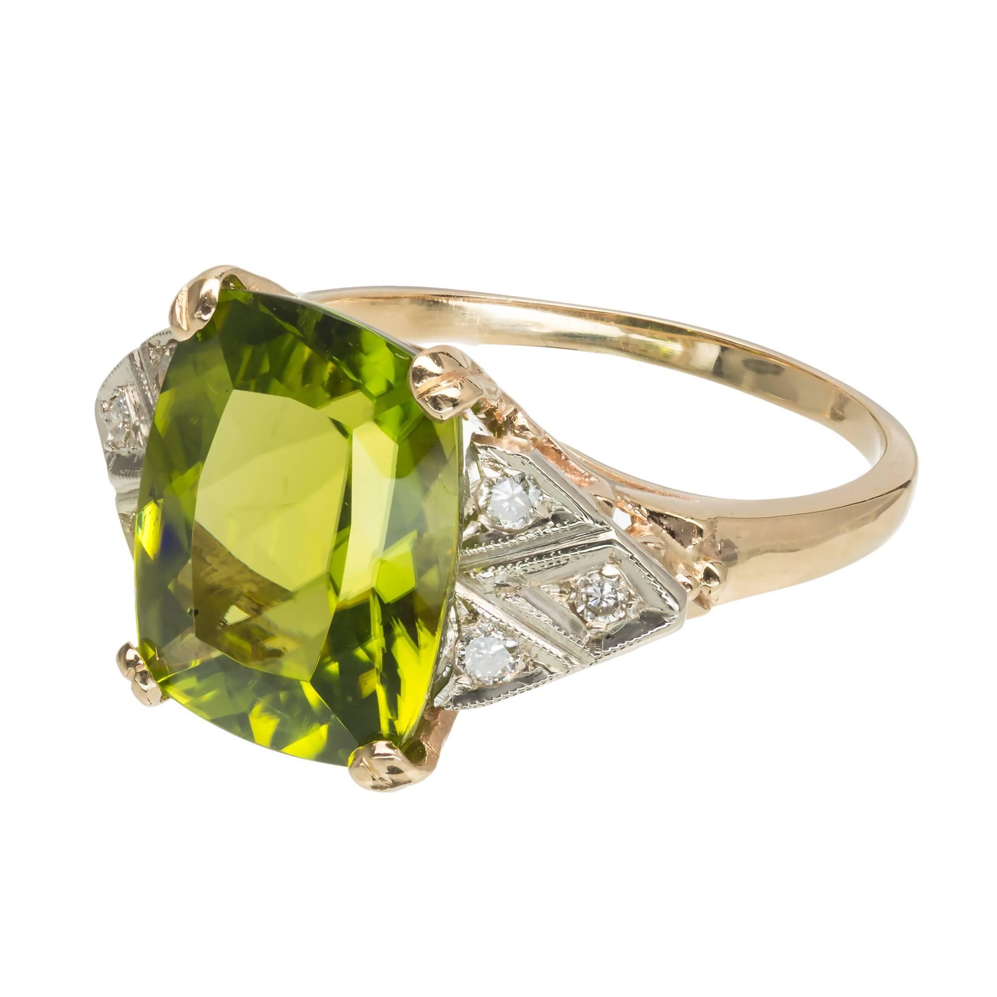 6.50 Carat Peridot Diamond White Gold Cocktail Ring In Good Condition In Stamford, CT