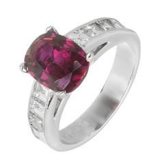 Peter Suchy GIA Certified 2.68 Carat Cushion Ruby Diamond Platinum Engagement 7