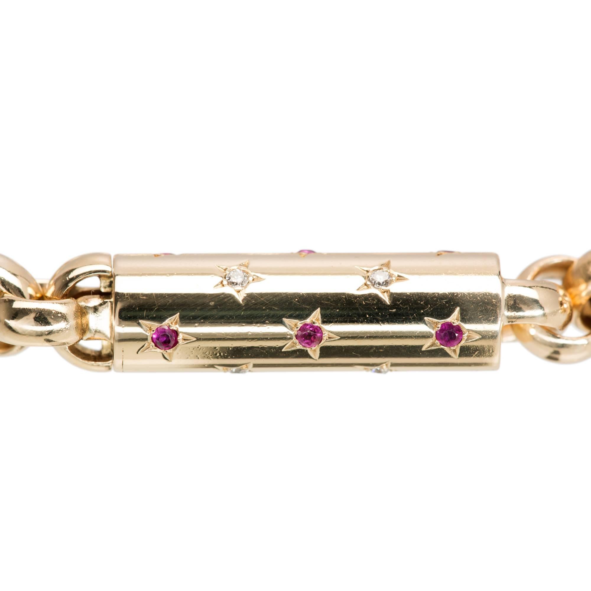 Retro Cartier Star Set Ruby Diamond Gold Link Bracelet 1
