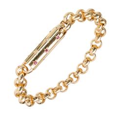 Retro Cartier Star Set Ruby Diamond Gold Link Bracelet