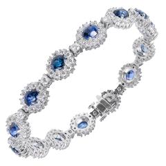 7.90 Carat GIA Certified Blue Sapphire Diamond Halo Gold Bracelet 5