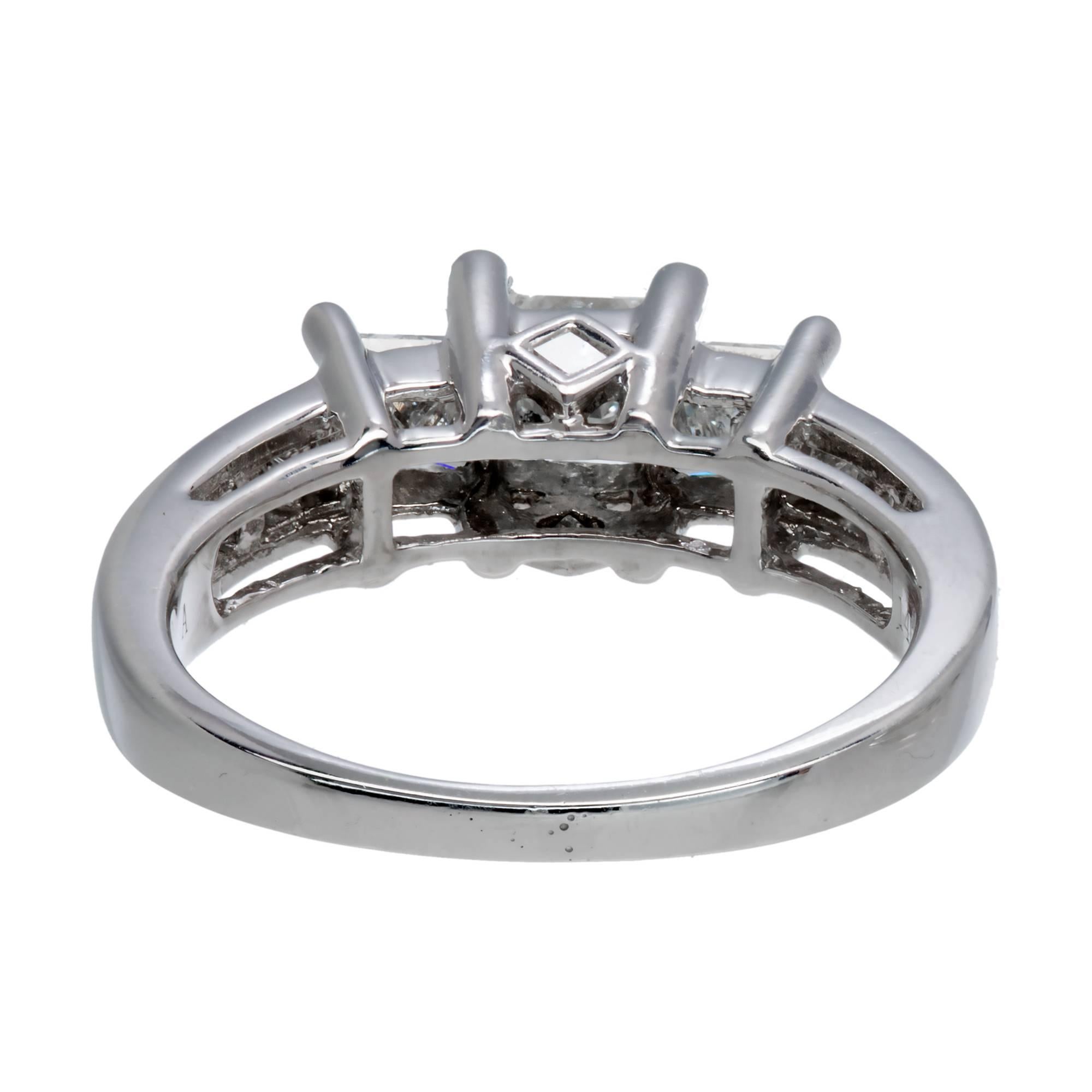 Princess Cut EGL Certified Three-Stone Diamond Gold Engagement Ring