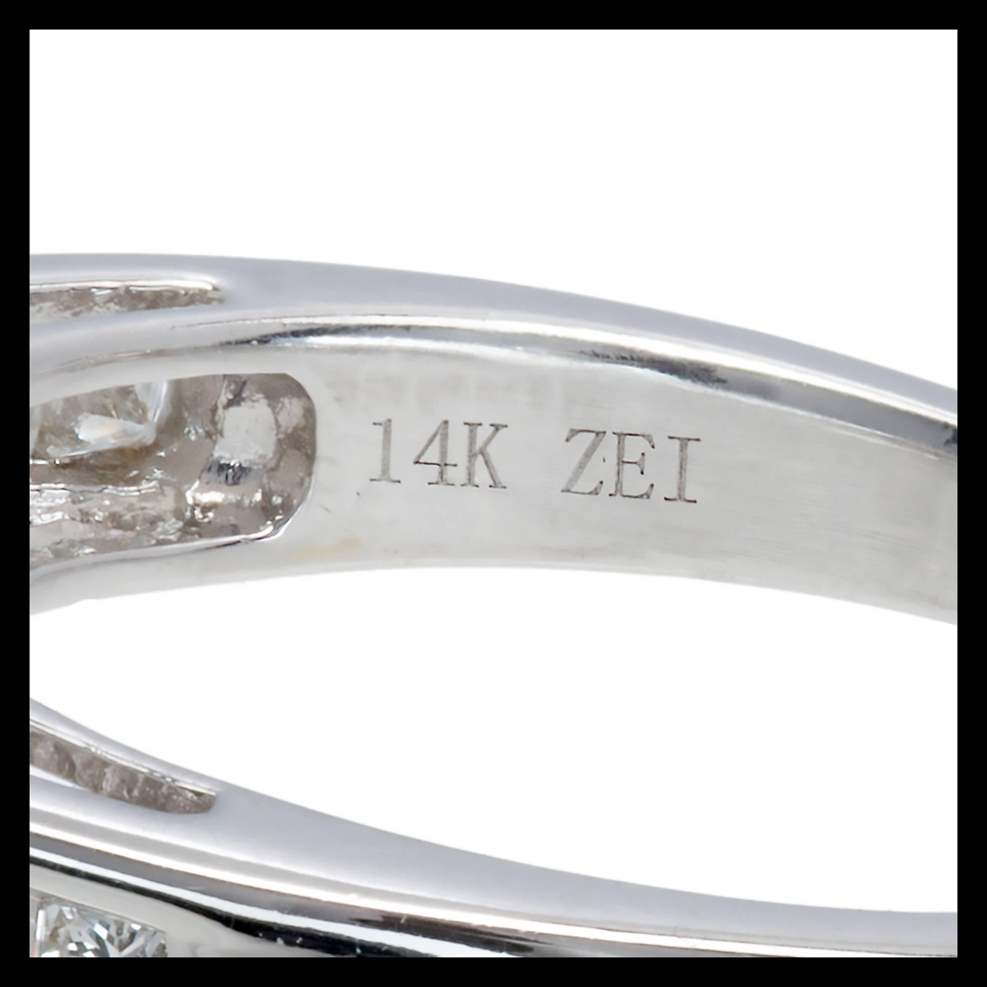 EGL Certified Three-Stone Diamond Gold Engagement Ring 1