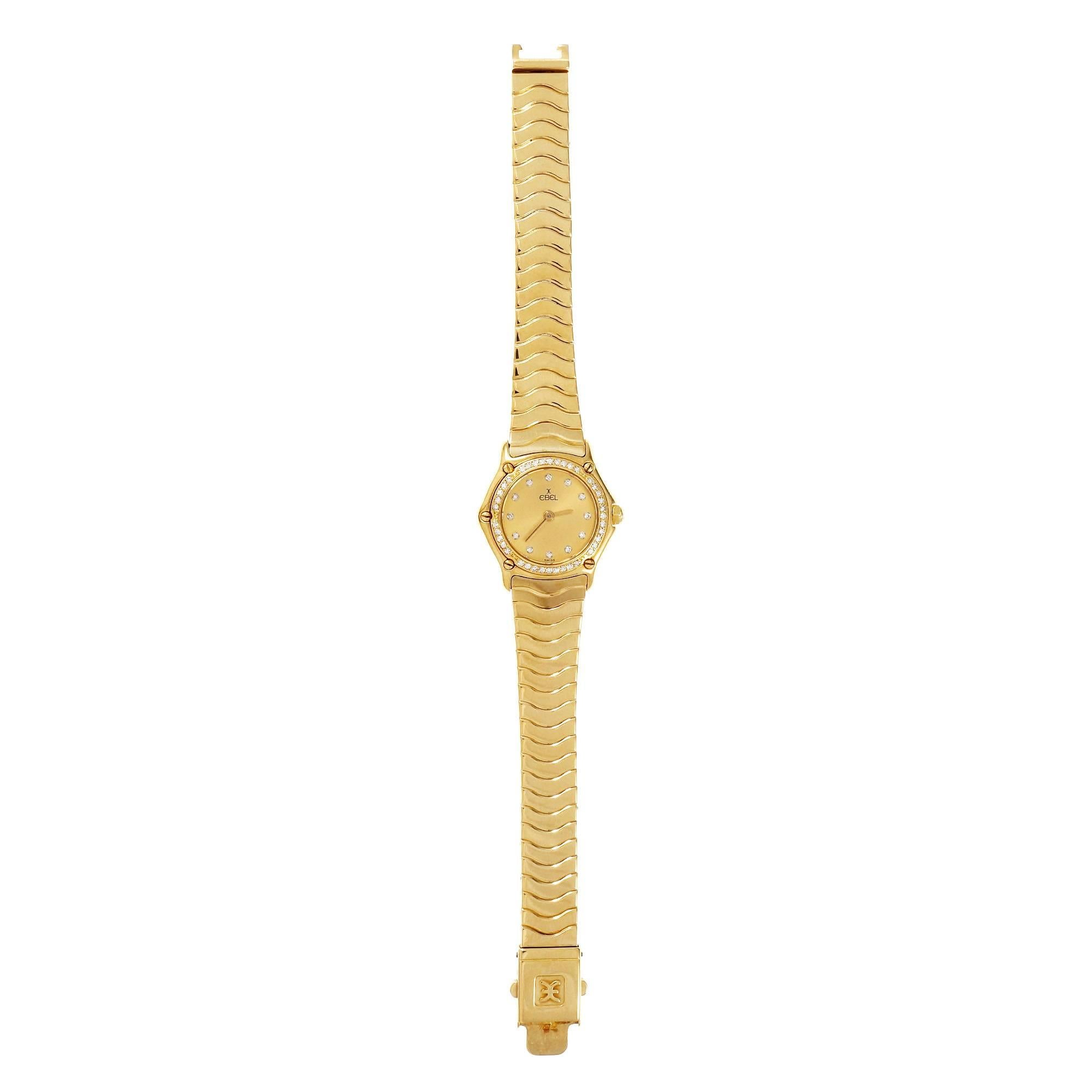 Women's Ebel Ladies Diamond Gold Wave Wristwatch